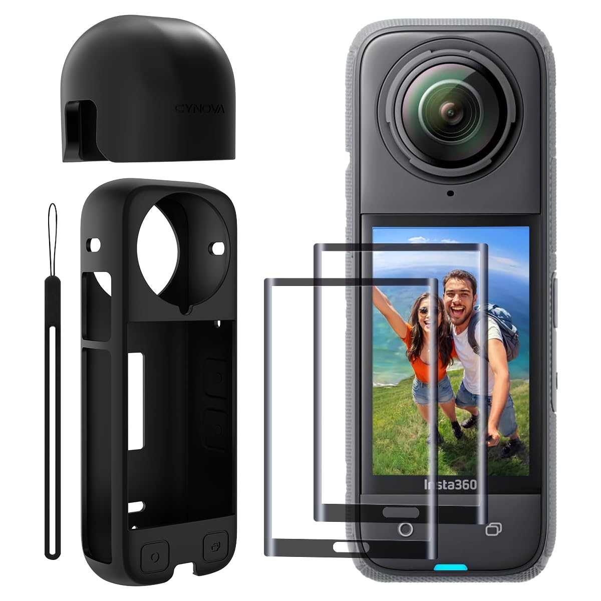 CYNOVA Insta 360 X4 Accessories Kit, Includes Insta 360 X4 Silicone Case / Screen Protectors / Lens Cap for Insta360 X4 Accessories Bundle