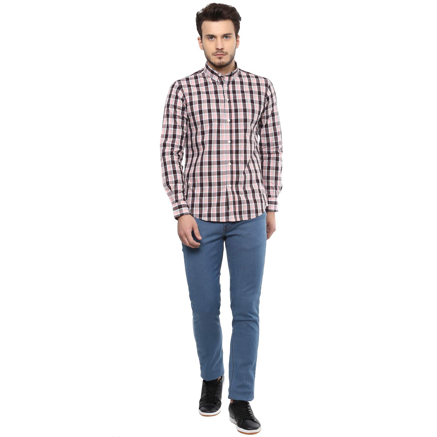 Red Tape Men's Checkered Regular Fit Casual Shirt (RFS0001A_Apricot Black L) 2