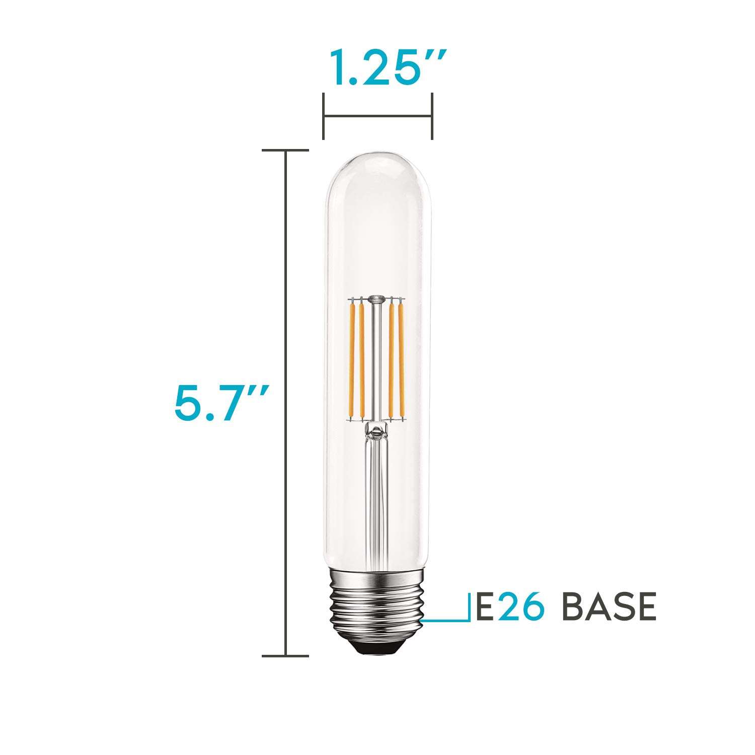 LUXRITE Vintage T9 LED Tube Light Bulbs 60W Equivalent, 2700K Warm White, 550 Lumens, Dimmable Edison Tubular Light Bulbs 5W, Clear Glass, LED Filament Bulb, UL Listed, E26 Standard Base (6 Pack) 4