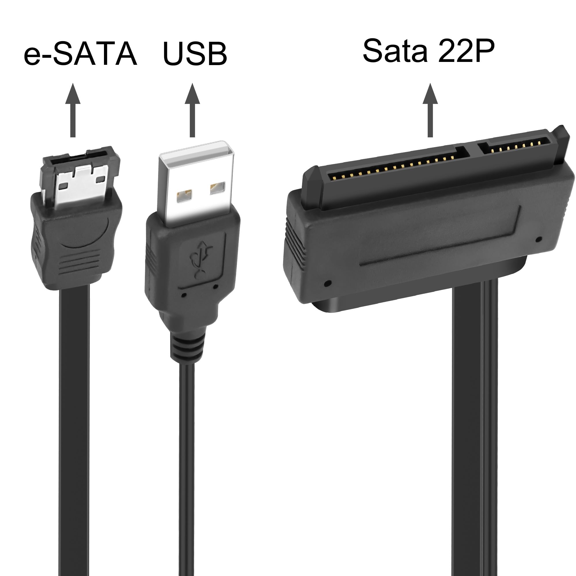 XMSJSIY SATA 22Pin to e-SATA Hard Disk Drive Data Transfer Adapter Cable with USB Powered Cable for 2.5" SATA HDD SSD BLU-RAY DVD CD-ROM DVD+RW Devices - 45CM/17.7INCH 4