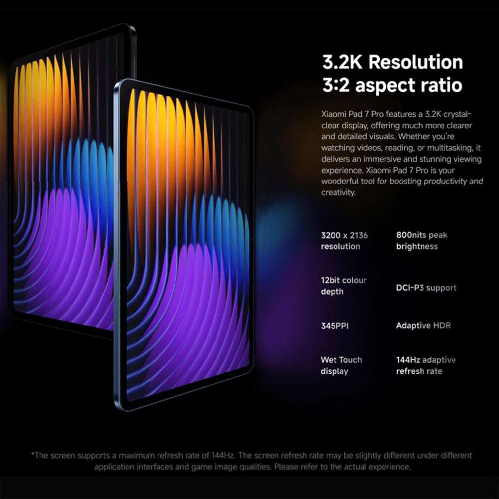 XIAOMI Pad 7 Pro Ai WiFi Version Global (No Calls or Text) 11.2 inches 3.2K 144Hz 8850mAh Bluetooth 5.4 Four Speakers 50 Mp Cam Model 24091RPADG (Green, 256GB + 8GB) 3