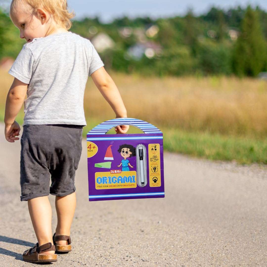 JoGenii Origami Kit - DIY Kit for Kids, Contains Origami Book, 100 Origami Sheets and marker Travel friendly Art and Craft Educational Brain-boosting No Mess Paper Craft Kit Paper Size: 14.5 CM * 14.5 CM, DIY Activity, Return Gifts for Kid 4-10 Years 6