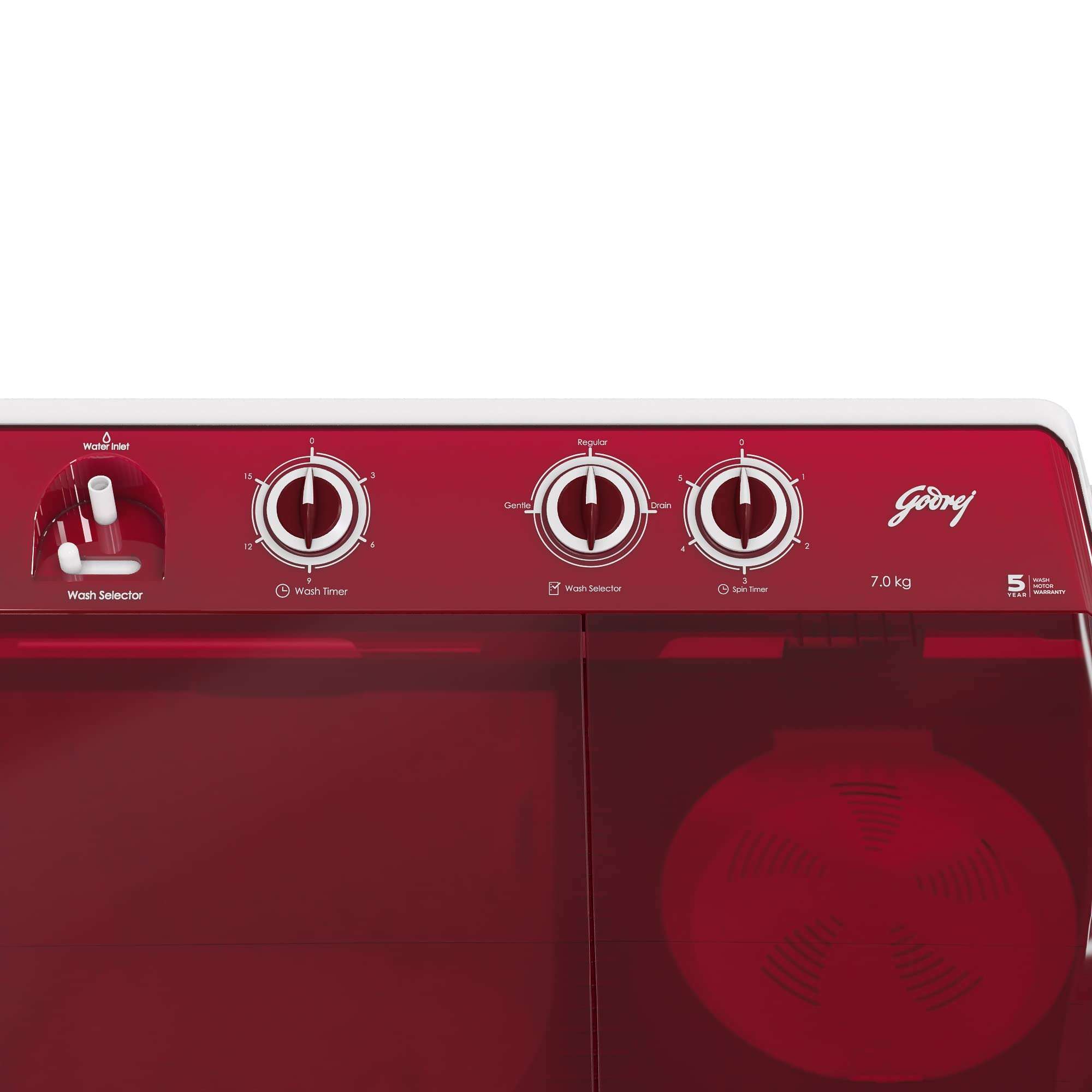 Godrej 7 Kg 5 star Semi-Automatic Top Loading Washing Machine (WSAXIS DX 70 5.0 SN2 T WNRD, Wine Red, 100% rust proof poly propylene body) 4