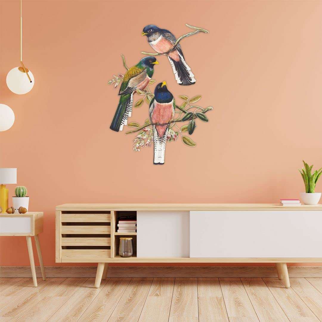 CVANU Three Birds Sit on Branch PVC Vinyl Wall Sticker for Wall Decoration Size(60cm x 45cm)_cv16 4