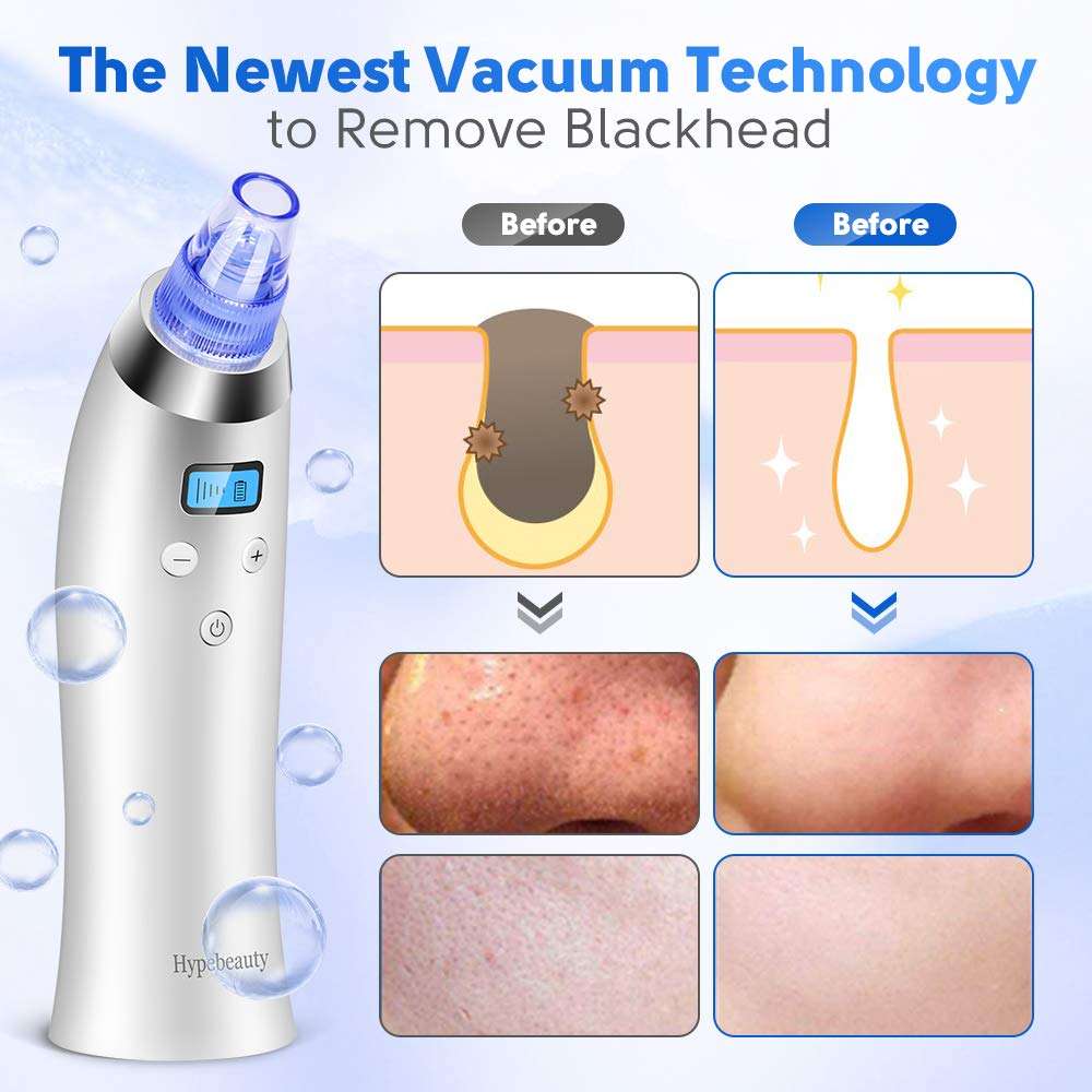 Blackhead Remover Vacuum, Pore Cleaner Electric Facial Blackhead Vacuum Blackhead Removal Tool with 4 Removable Probes 5 Adjustable Suction Force for All Skin Treatment LED Display USB Rechargeable 5