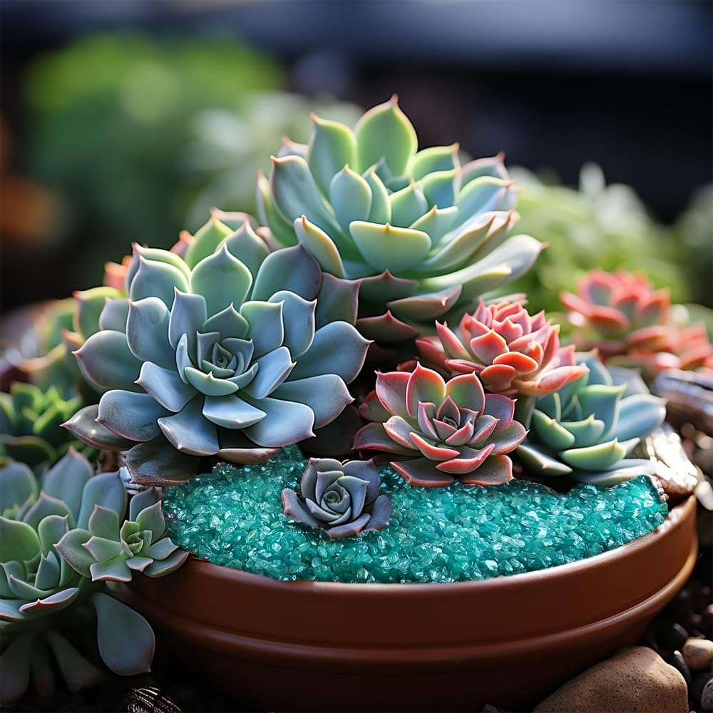 1.35 LB Crushed Glass,Epoxy Resin Art Broken Pieces,Terrarium Succulent Gravel Planter Soil Cover Gravel,also Air Plant Mini Rock,Crafts Projecting,Vase Filler,Candle Holder Decor,Pacific Blue 5