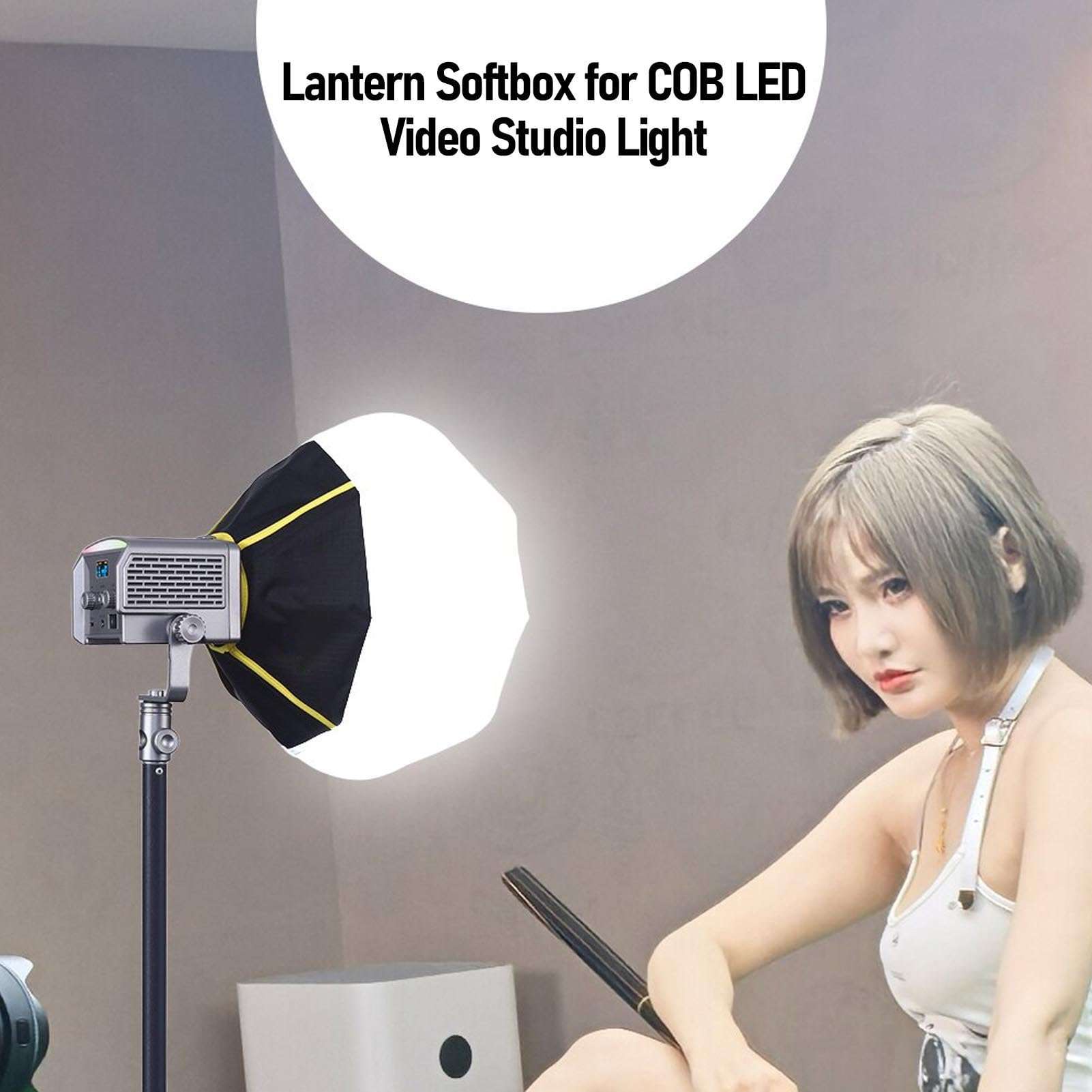Lantern Softbox Soft Light Modifier, 12 Inch Softbox with Bowens Mount, Quick Release 270 Degree Omnidirectional Light Diffuser Modifier for COB LED Video Studio Light 3