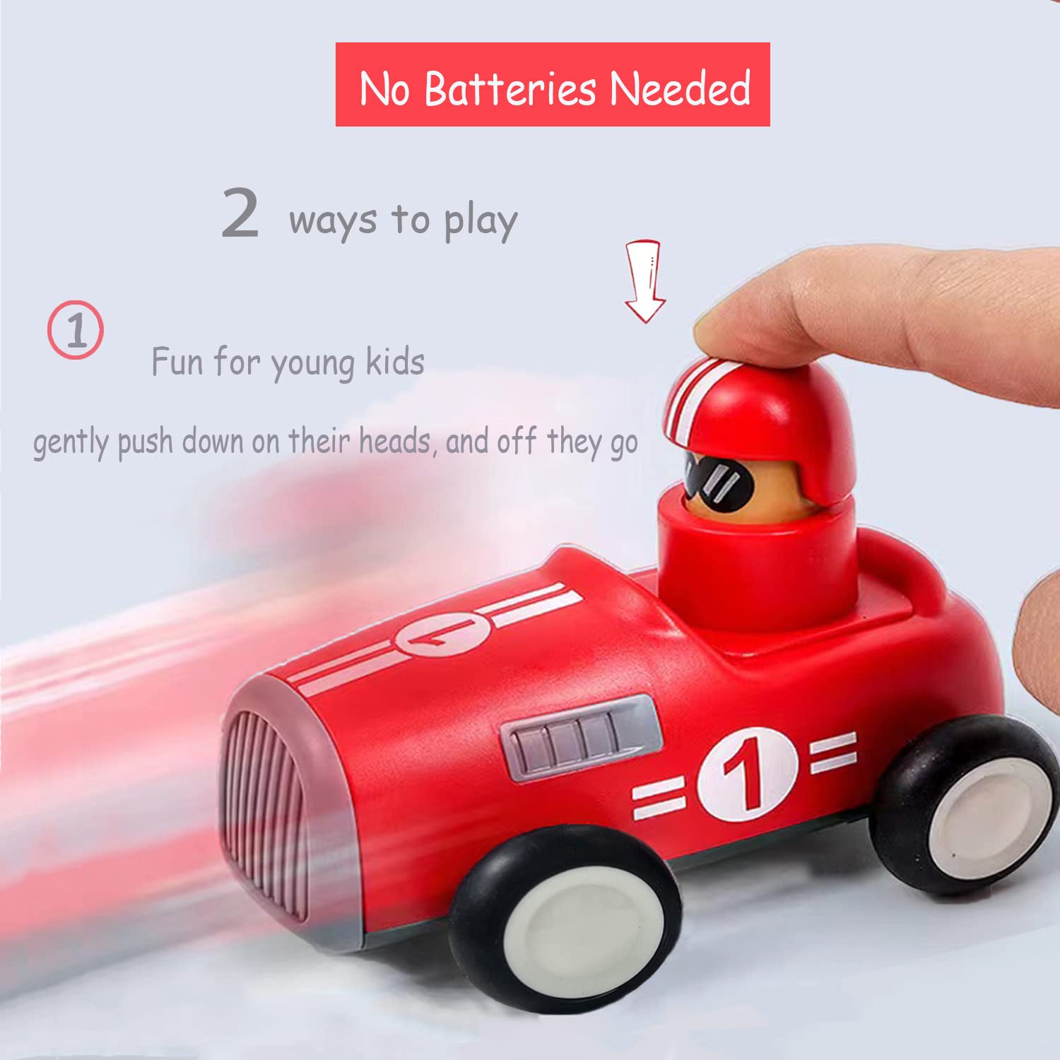 Wallxin 4 Pack Friction Powered Vehicles Cars Toy Push and Go Back for Toddlers Baby Boys Girls 1 2 3 Years Old Gift (Car,Train,Boat,Airplane) 5