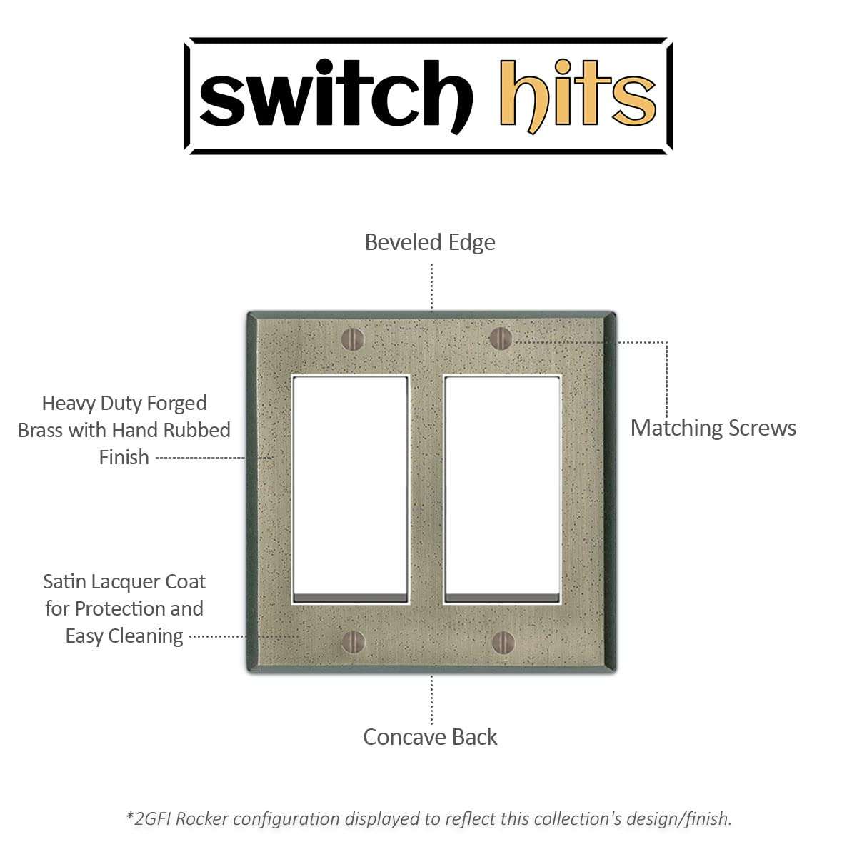 Switch Hits Outlet Cover Plate Receptacle Wall Plate | 1 Duplex Satin Brass Electrical Plug Faceplate | 1 Gang, 2.8" W x 4.6" H (Distressed Antique Pewter, 1 Duplex) 3
