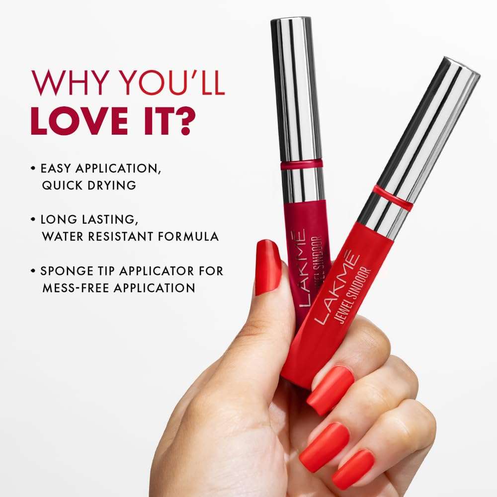 Lakmé Jewel Sindoor, Maroon, Quick Drying, Long Lasting, Liquid Sindoor, 4.5 ml 6