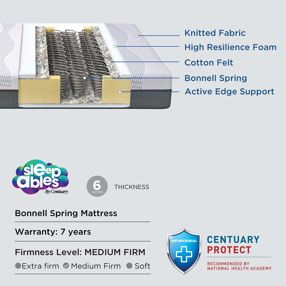 Centuary Mattresses Sleepables 6 Inch Bonnell Spring King Size Mattress with Antimicrobial Foam (78 * 72 * 6) 4