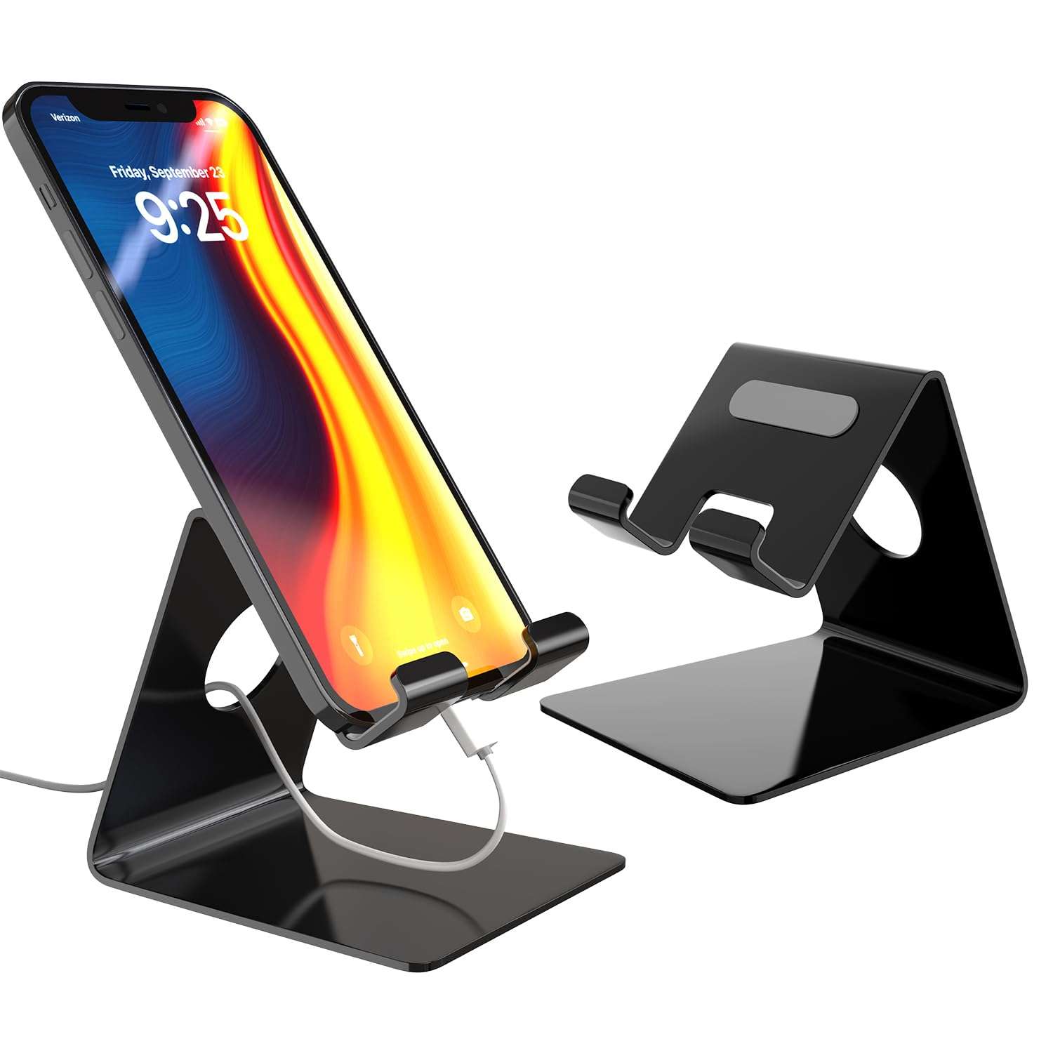 amazon basics Desktop Mobile Stand Phone Mount Tabletop Holder for Phones and Tablets - Black 3