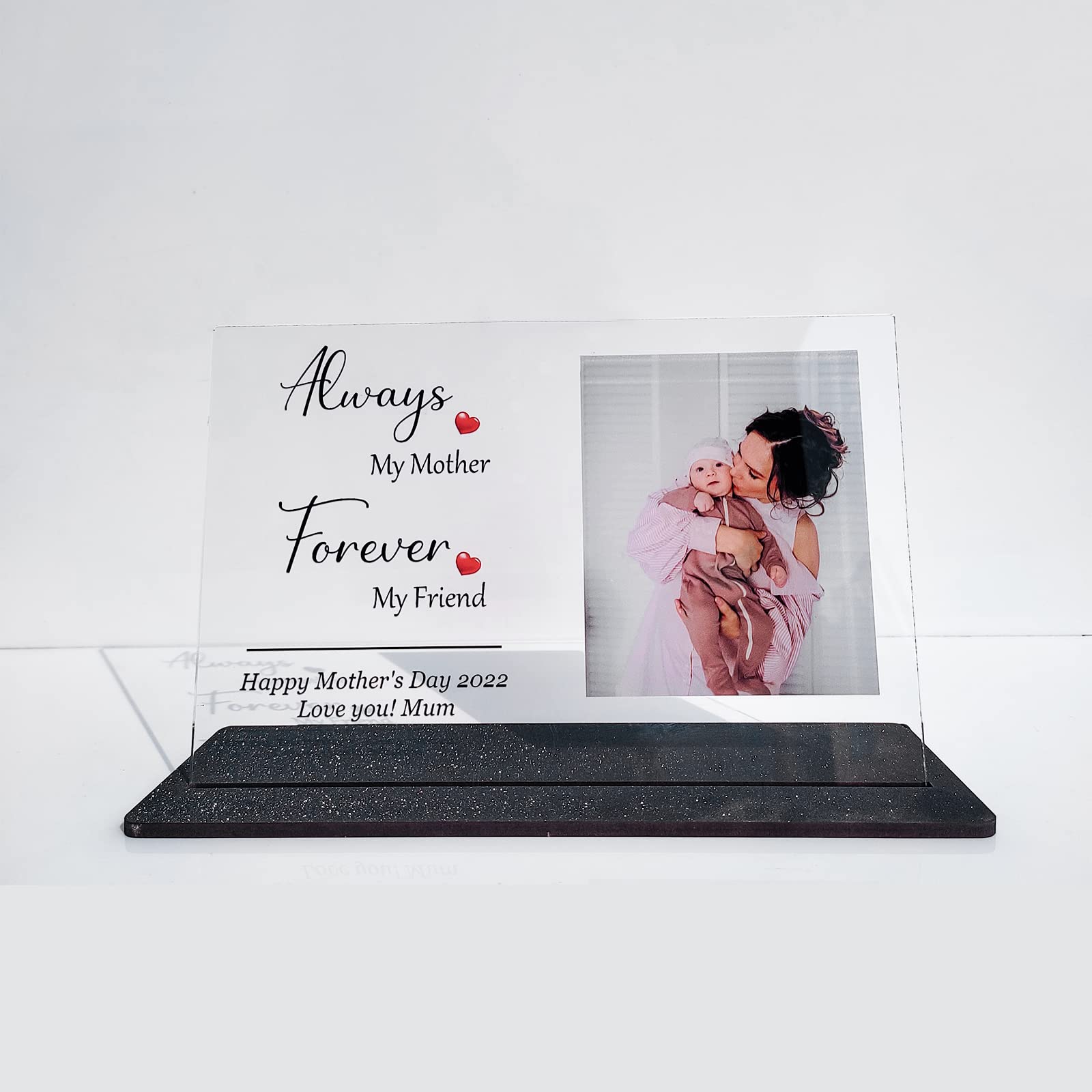 Shaivya Customised Gift Items For Mother, Best Mother’s Day Gift, Best Gift For Mom Birthday, Acrylic Plaque With Wooden Base, Always My Mother Forever My Friend Quote, Christmas Gift for Mother 6