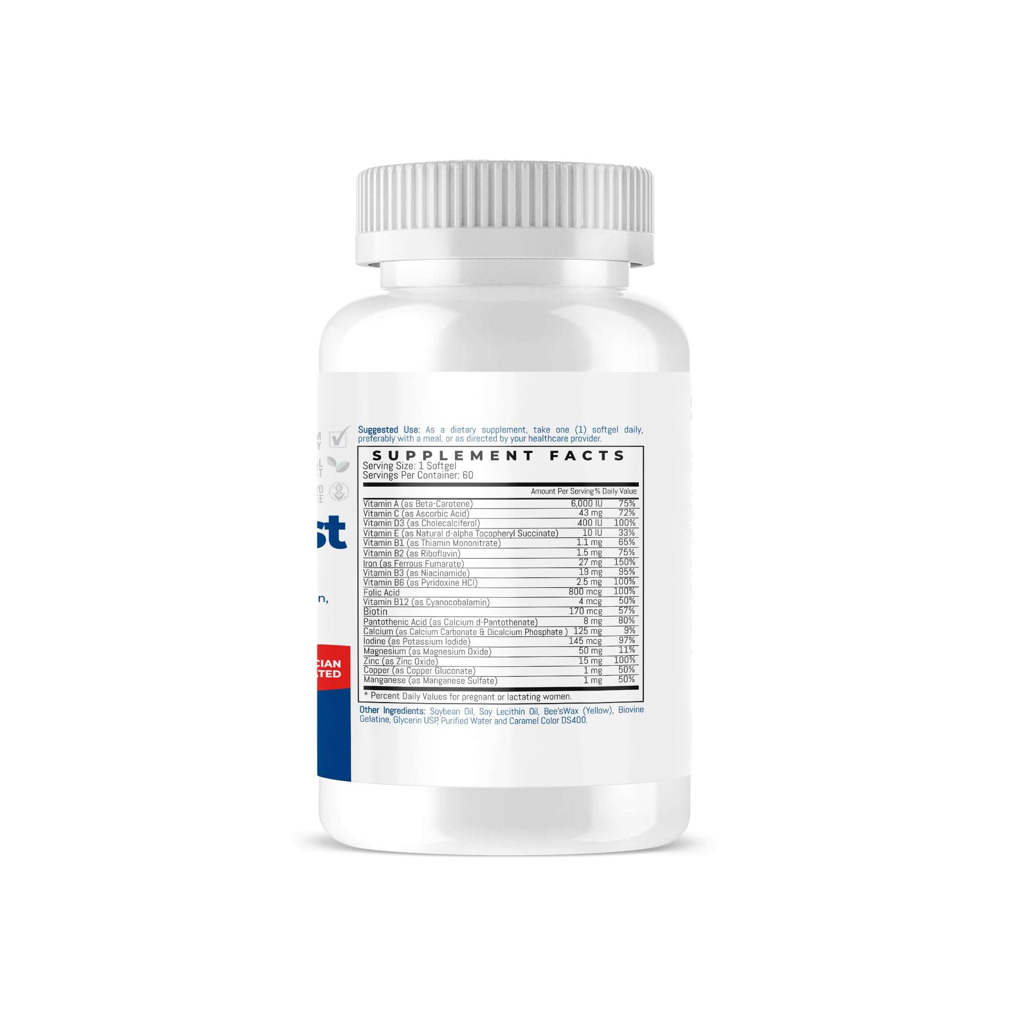 TRIOMEDICA PregnaFast Prenatal Multivitamin Softgels, Supports Healthy Growth, Brain Development, Iron, Folic Acid, Vitamins C, E, (30 Day Supply-60 Count) 3