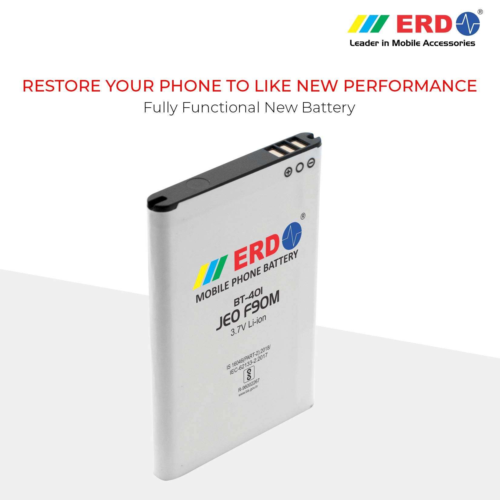 ERD BT-401 LI-ION Mobile Battery | Replacement Battery Compatible with JIO F90 | Capacity 1500 mAh 3