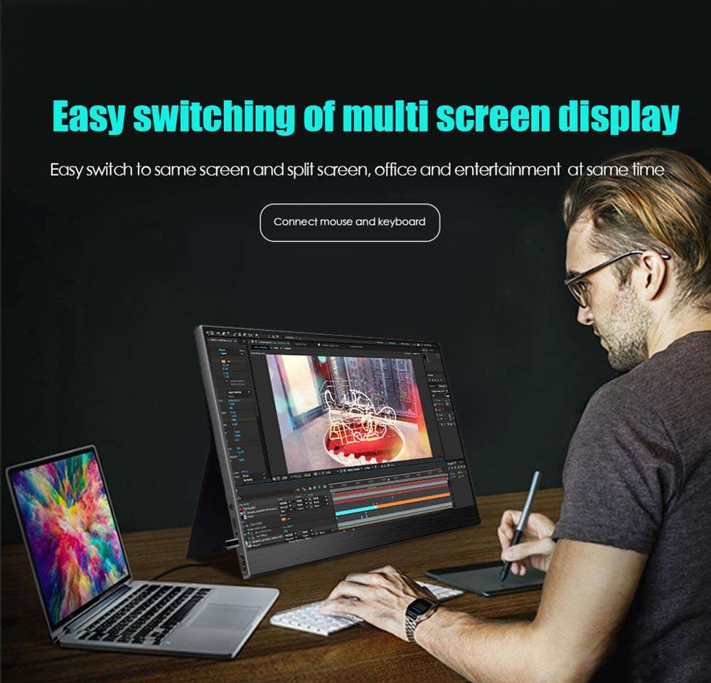 NewDream8 15.6 Inch Portable Monitor,Touch Screen,Built-in Battery,3840x2160p 4K UHD IPS,HDR Ultra-Thin Gaming Office Expand Dual Monitor with Type-C USB HDMI for Mobile Laptop Xbox PS4 PC Phone 5