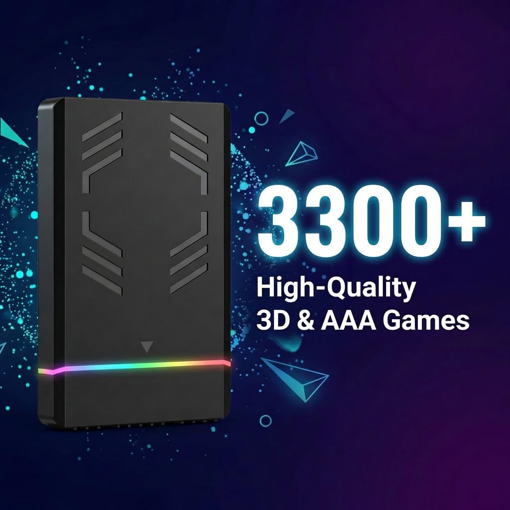 NEW 4TB retro Gaming Hard Drive 20K+ Games 3,300+ 3D/3A Titles No Duplicates with Latest Frontends & Emulators Seamless Switching Across 3 Gaming Systems Simple Setup True Plug&Play for Win7/ 8/10/11 4