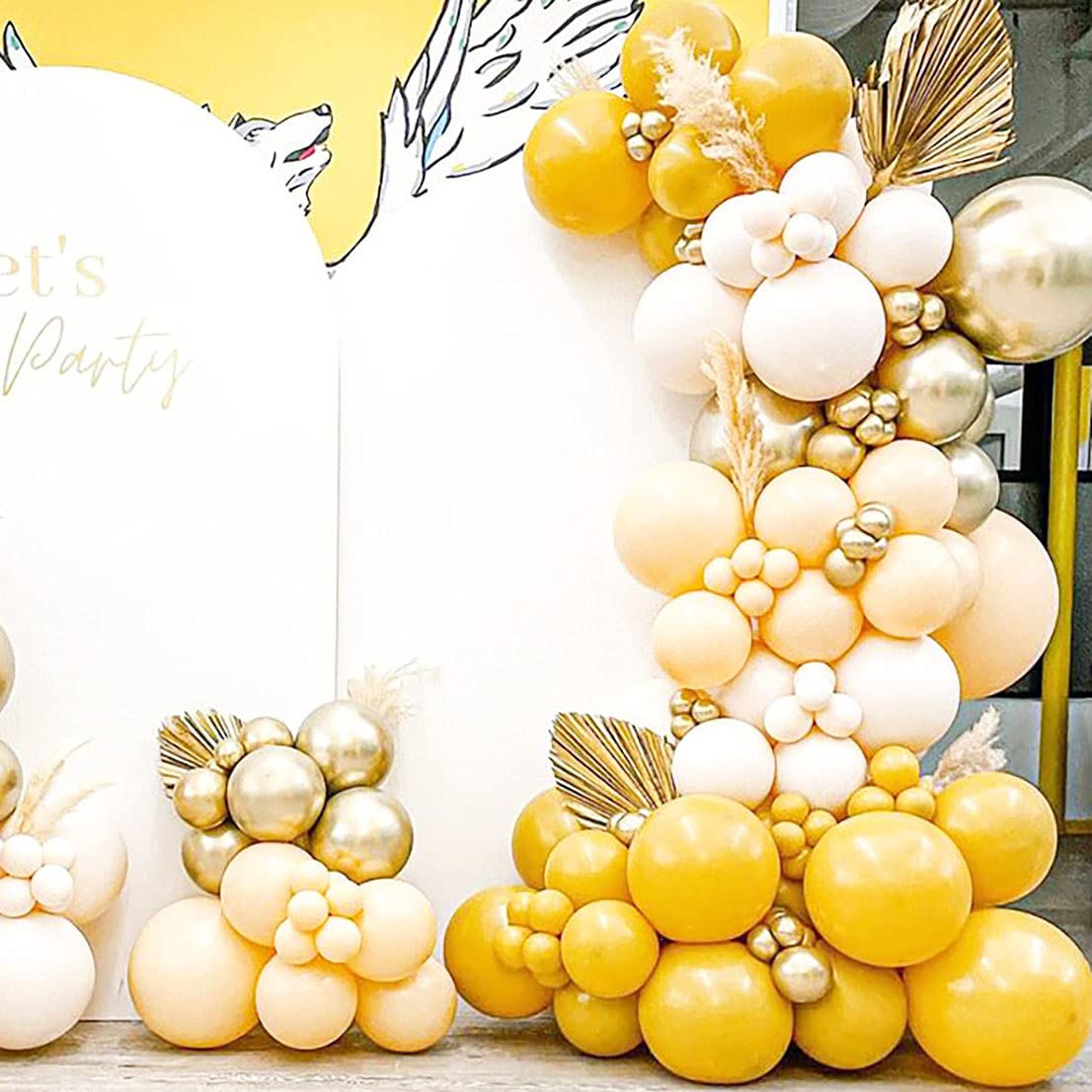 Blush Yellow Balloon Garland Kit Double Stuffed Mustard Ivory White Balloons Pastel Lemon Gold Latex Balloon Arch For Baby Shower Birthday Sunflower Theme Decoration 1