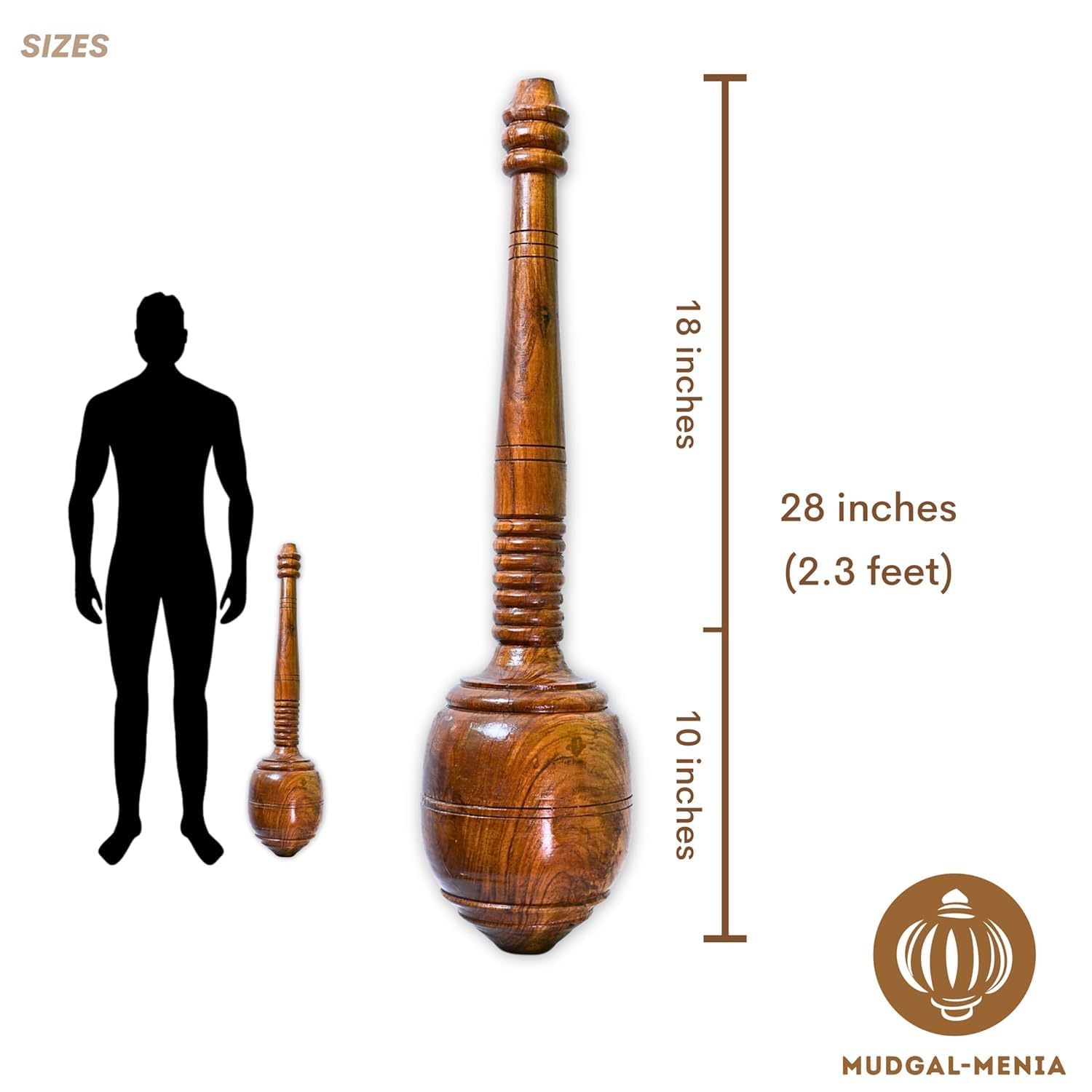 Mugdal Menia Hanuman Gada for Men and Women | Handcrafted Natural Jungle Wood Clubbell | Karla Kattai, Fully Polished with Certification of Authentication | No 1 Quality-(4 KG) 6