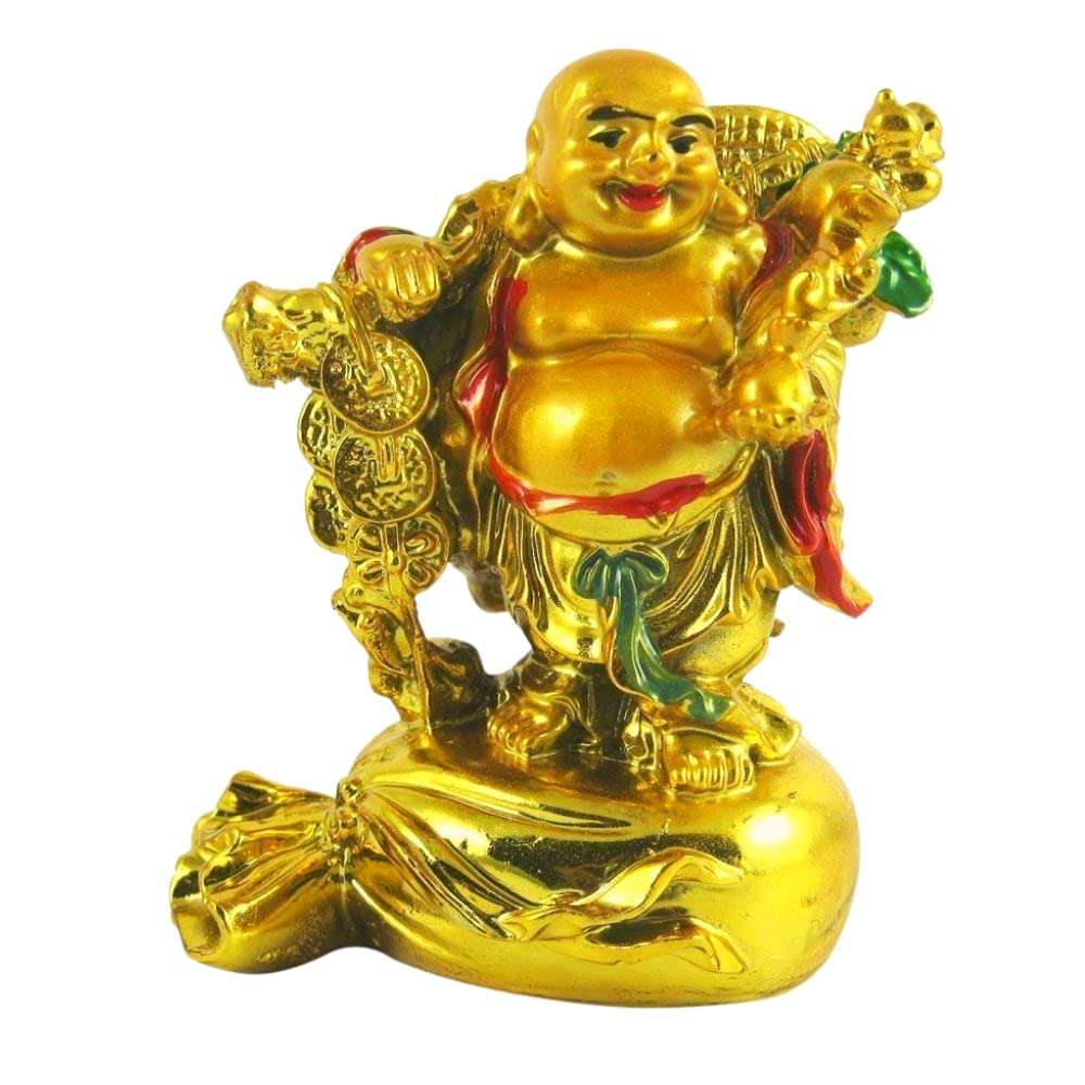 GJ All in One Multi Quality Laughing Buddha (Golden Color) 1