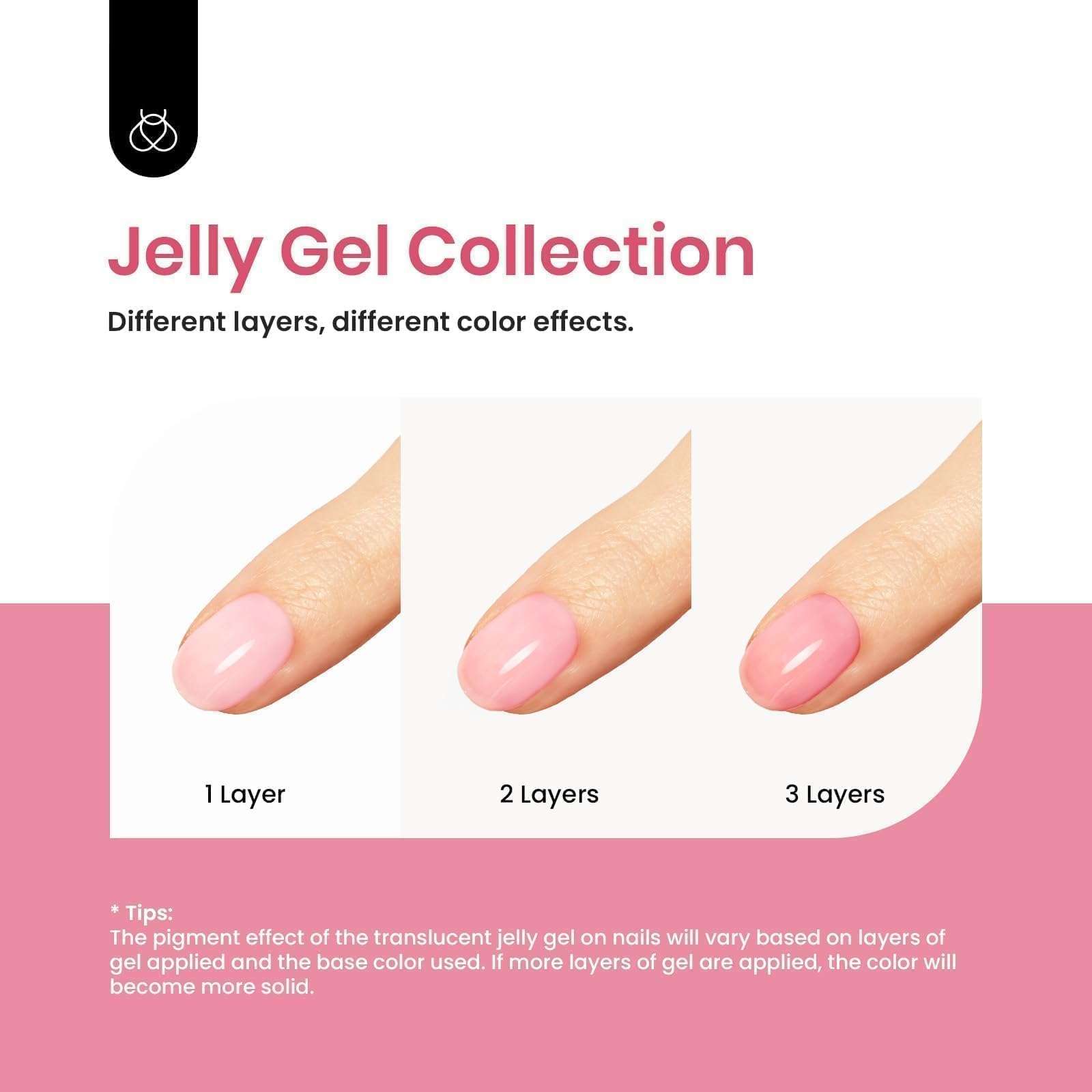 Beetles Jelly Gel Nail Polish Set 6 Colors Neutral Sheer Shimmer Glitter Nails Nude Pink Gel Polish Kit Translucent Soak off Uv Nail Gel Diy Manicure Nail Trend Nail Art Valentine's Day Gift for Women 6