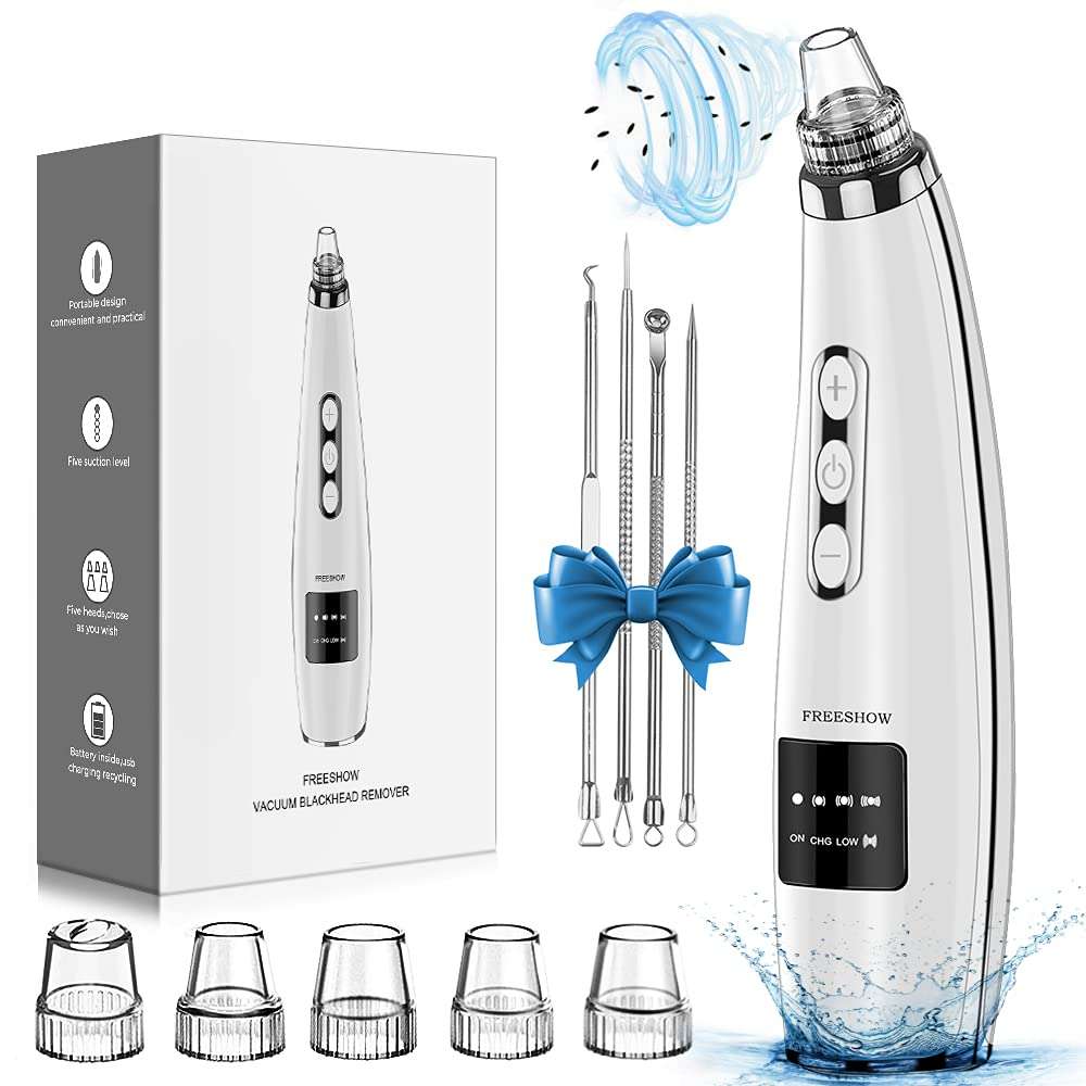 Blackhead Remover Pore Vacuum Upgraded Facial Pore Cleaner Electric Comedone Whitehead Extractor Tool-5 Suction Power,5 Probes,USB Rechargeable Blackhead Vacuum Kit for Women & Men 1