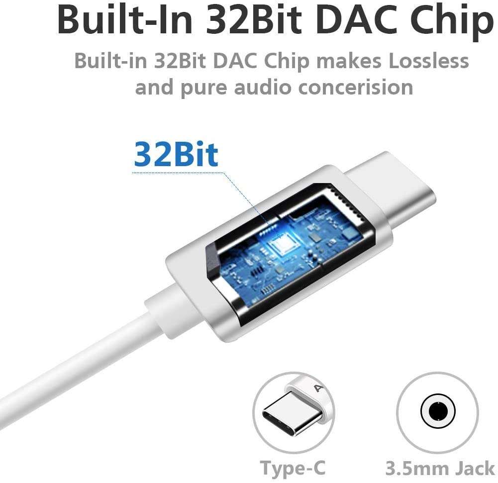 AGVEE USB-C to 3.5mm Microphone Headphones Adapter, 2-Pack Type-C TRRS AUX Mic Converter, USBC Earbuds Jack, Audio Dongle for Samsung S21 S20(5G Ultra), Note 10 20, iPad Pro, Pixel 5 4 3 2, White 3