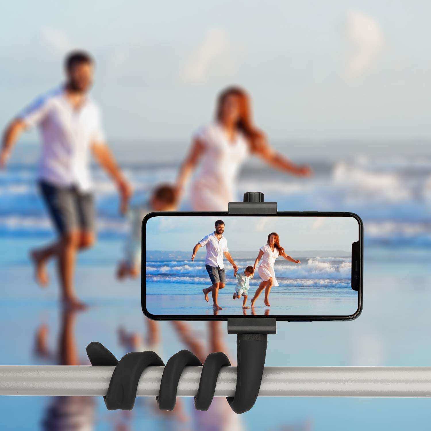 iTODOS Portable Flexible Cell Phone Holder Stand for Treadmill, Spin Bike, Bed, Car, Kitchen, Desk, Grocery Shopping Cart,Compatible with iPhone, Android, GoPro, DSLR, Action Camera(Black) 5