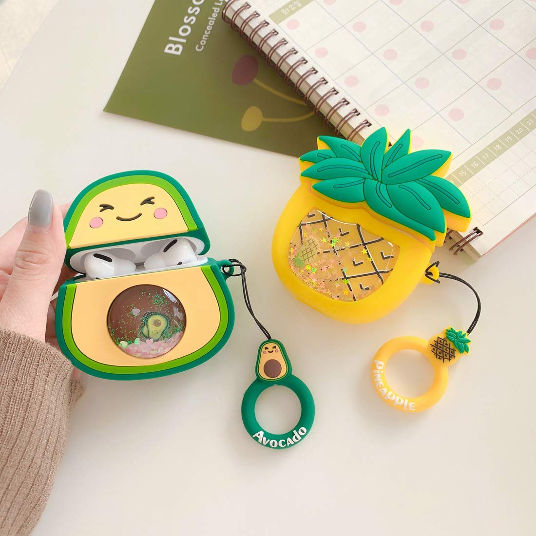 Cute Airpods Pro Case, Airpods Pro Case, Funny 3D Cartoon Fruit Avocado Case, Soft Silicone Full Protection Shockproof Charging Case Cover with Airpods Pro case for Kids Girls Lady Women (Avocado) 4