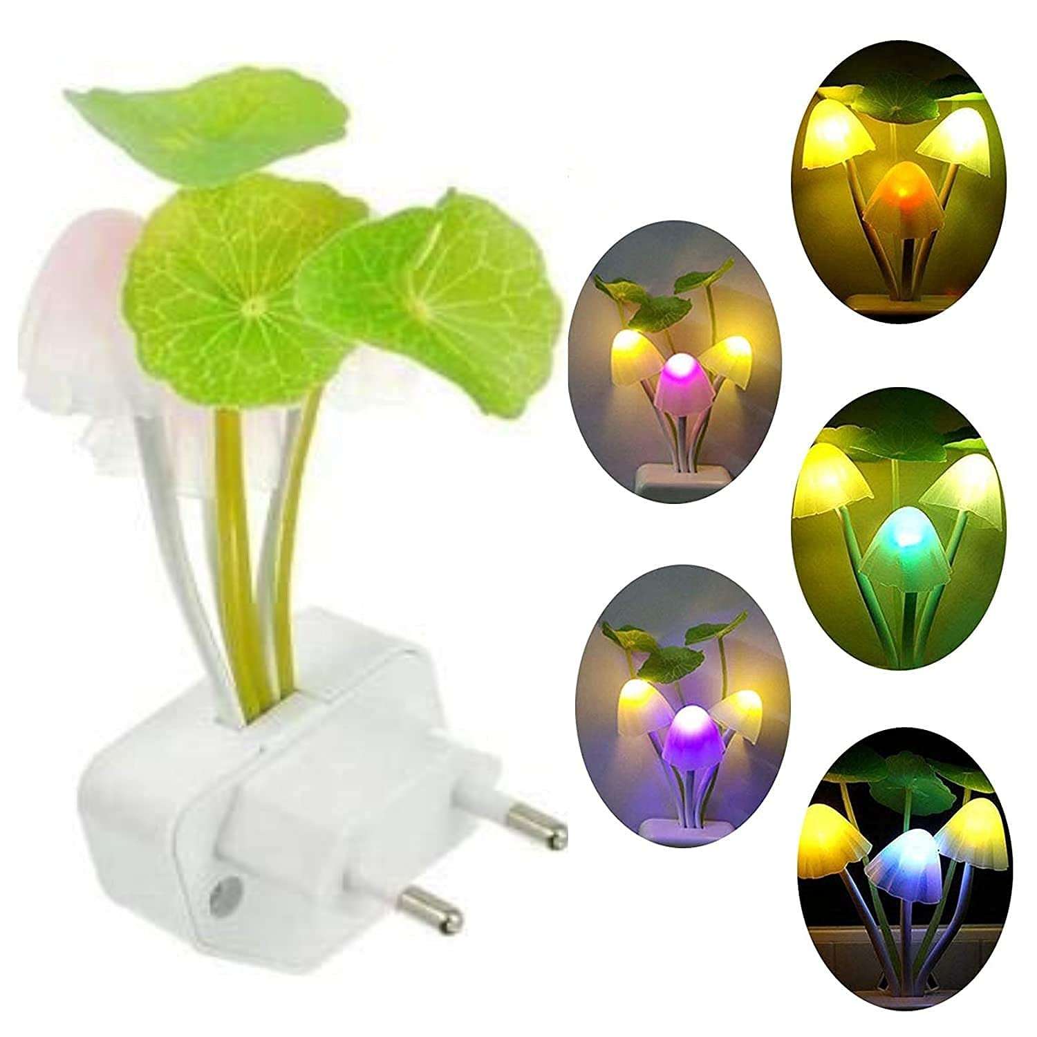 Mushroom Lamp Magic 3D LED Night Lamp with Plug Smart Sensor auto On/Off Flowers Bulbs Nature Mushroom Shape Light Home Decor Lights Automatic Sensor Light Multi-Color Changing Night Light with Automatic Glows in Dark with Holder Plug For Lenovo Phab Lenovo Vibe P1 Lenovo A6010 Plus Lenovo A6010 Lenovo Vibe P1m Lenovo Vibe S1 Lenovo A2010 Bedroom, Kids Room, Table Lamp, Office and Living Room - (D, White) 4