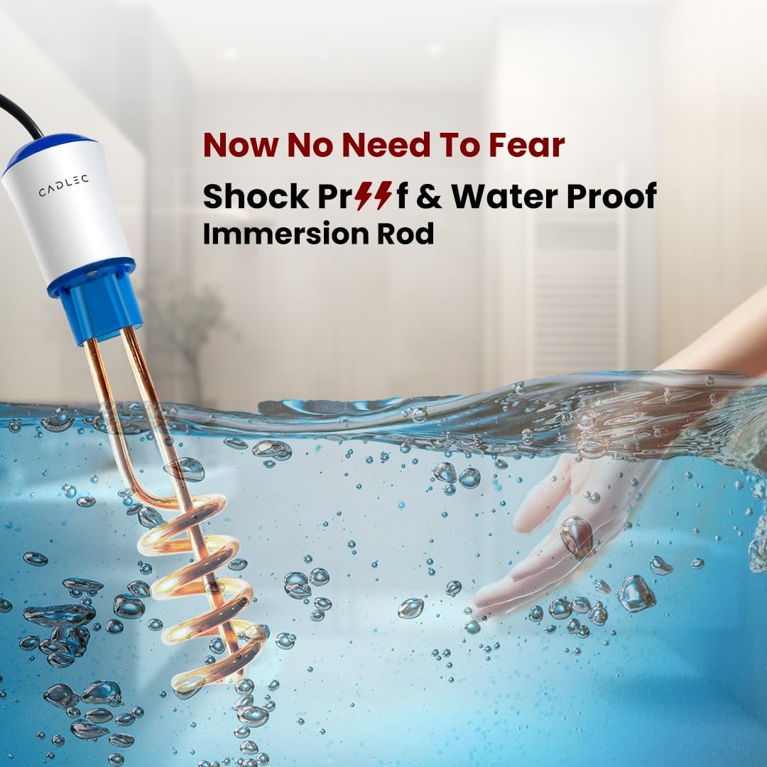 Cadlec UltraHeat 1500W Shockproof RapidHeat Technology Electric Copper Water Heater Immersion Rod With Waterproof & Protection | Instant Heating | ISI Certified 2 Year Warranty 6