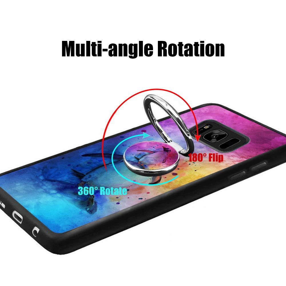Samsung Galaxy S8 Plus Case Rugged Finger Ring Watercolor Penguins Ring Buckle Phone Case Anti Slip Finger Holder Ring for Samsung Galaxy S8 Plus 3