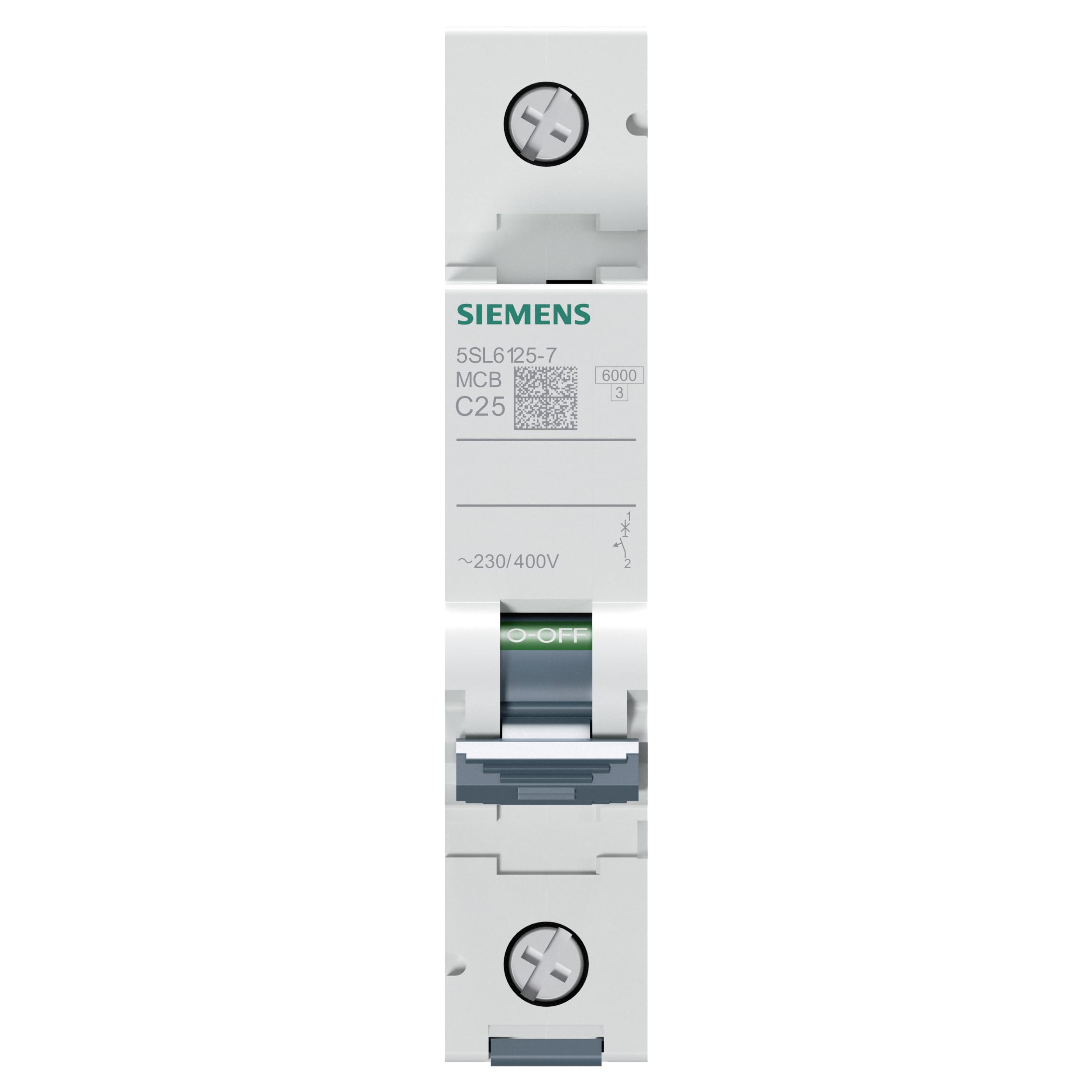 Siemens 25A 1 Pole Miniature Circuit Breaker (5SL61257RC, White) 2