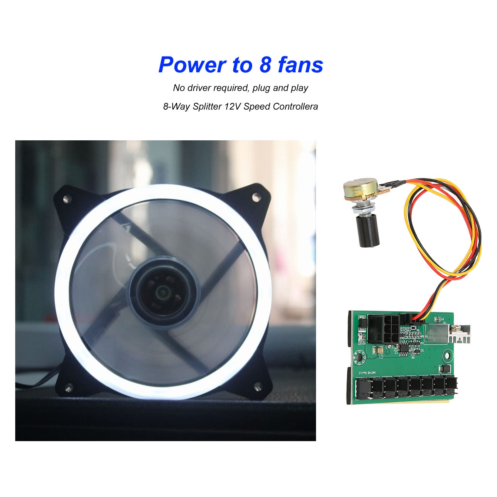 PC Fan Hub, PC Chassis Cooling Fan Hub 6Pin Power Supply for Motherboard for PC Chassis 4