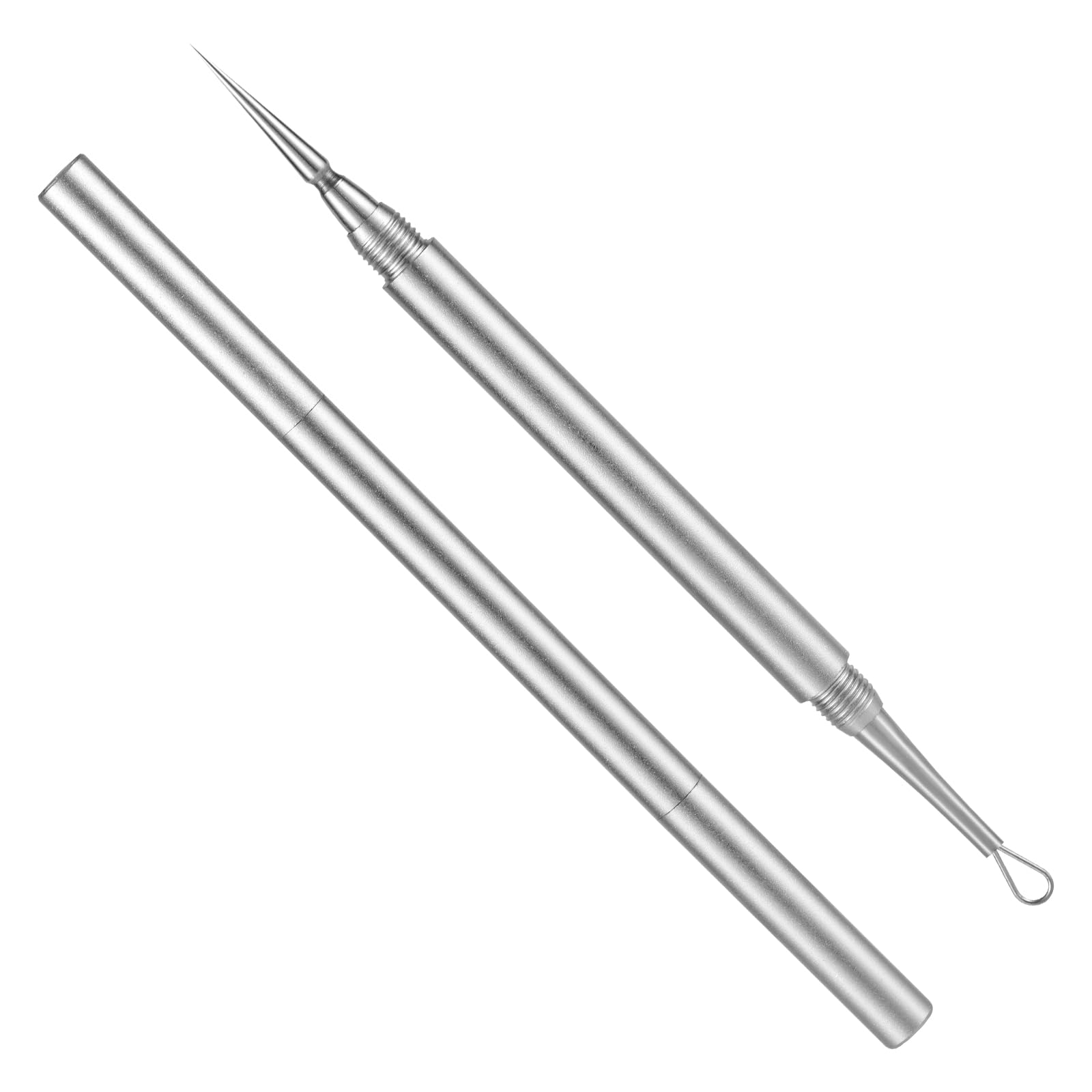 Blackhead Extractor, Metal 2 in 1 Acne Clean Needle Professional Pimple Popper Needle Whitehead Popping Extractor Double-Ended Black Head Remover Comedone Tool for Nose & Face(Silver) 1