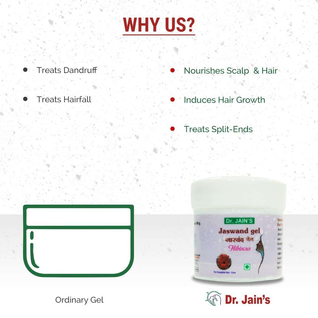 DR. JAIN'S Jaswand Hibiscus Gel For Hair Fall Control, Growth Solution, Hair Nourishing Gel, Non-Oily Method 100g (Pack of 1) 5