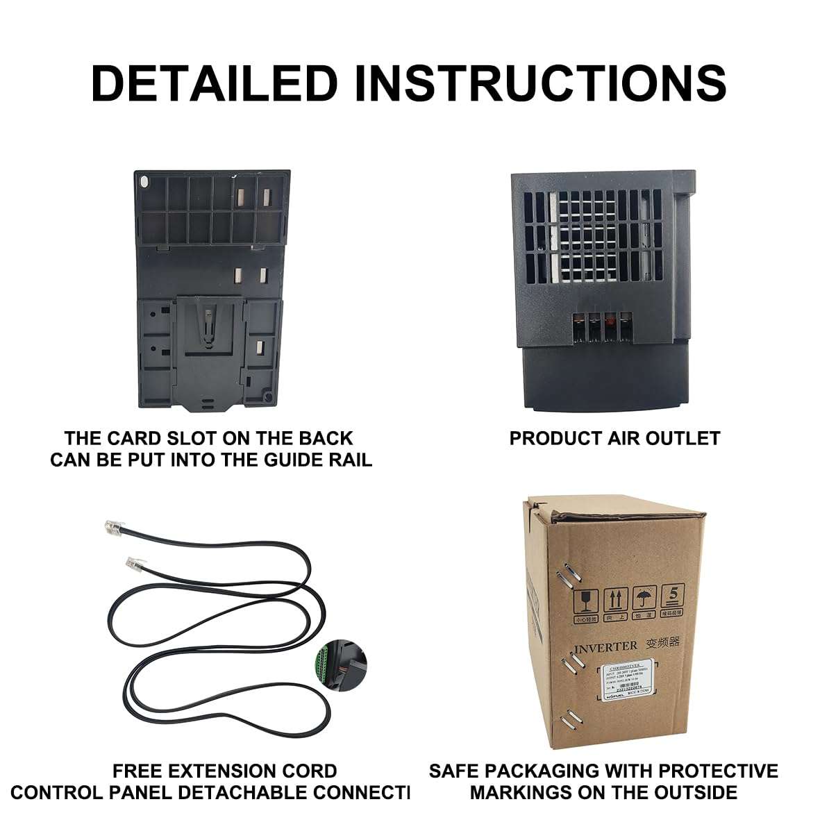 LNKWEL Variable Frequency Drive 2.2KW 220V VFD Drive Inverter Frequency Converter Single Phase Input, 3 Phase Output for VFD Water-Cooled Air-Cooled Spindle Motor Speed Control+VFD Extension Cable 4