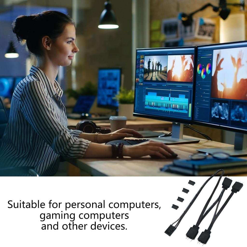 TIANQUXNGI 5V 3Pin Lighting Cable Converter 5V 3Pin Fans to Mainboard Easy Connection for Pirate HDLL120 Fan Light Adapter Cable 4