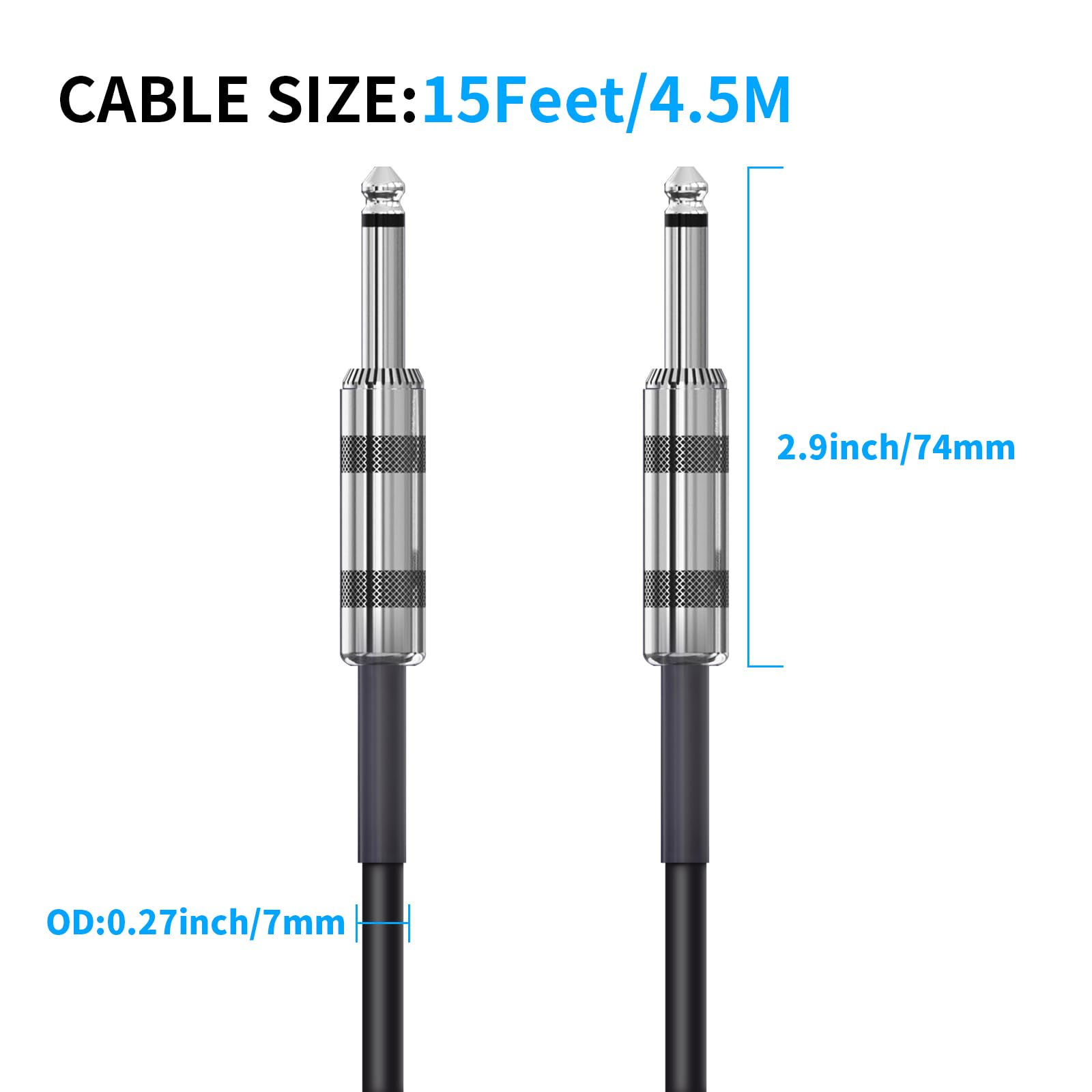 5.8Ghz Wireless Guitar Transmitter Receiver Bundle with AITONE 15ft Guitar Instrument Cable 1/4 Inch 6