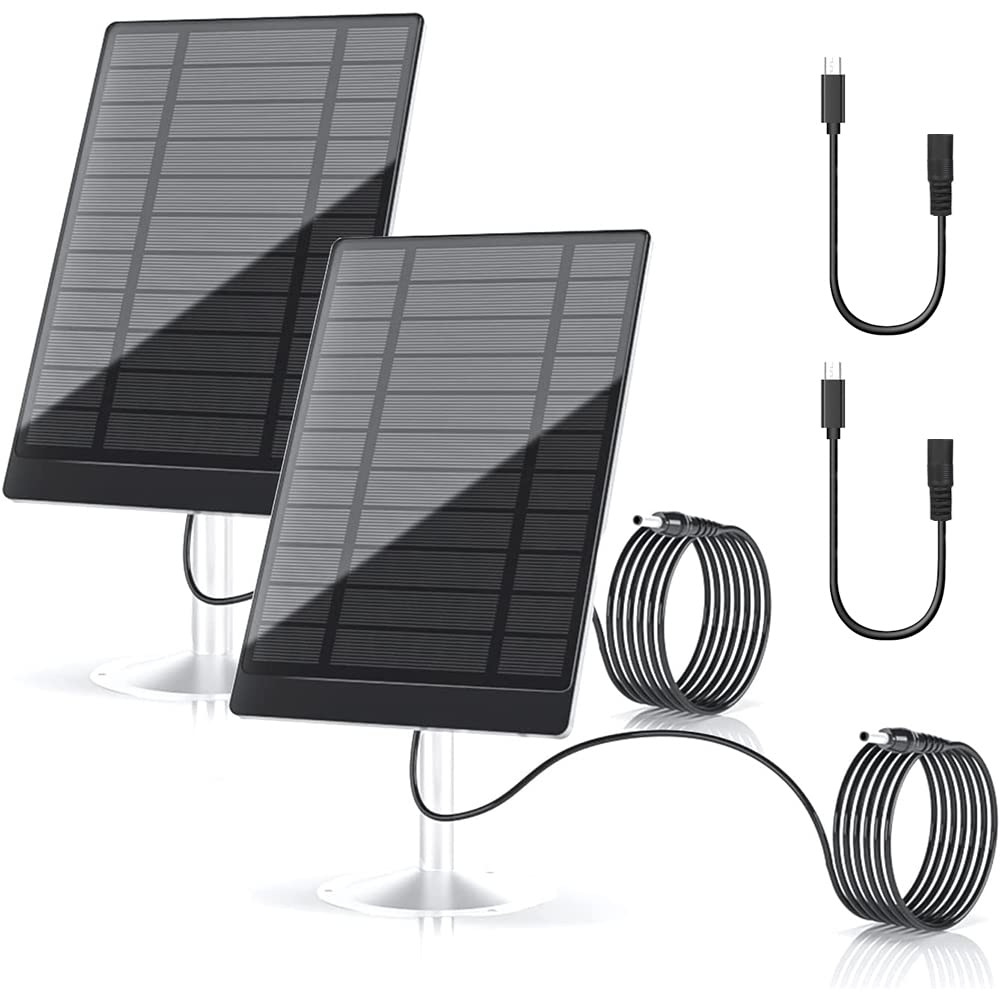 Solar Panel for Wireless Security Camera, Waterproof Solar Panel Compatible for Nest, Ring Stick Up Cam Battery and Ring Spotlight Cam Battery 5V 4.5W（ 2PCS） 1