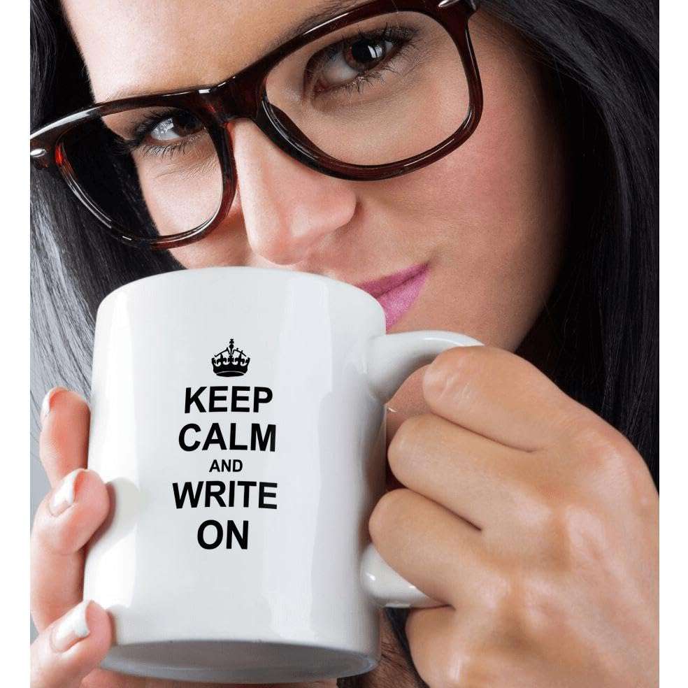 3dRose Keep Calm and Write on - carry on writing - Author pHD thesis Writer gifts fun funny humor humorous 11oz Mug 2