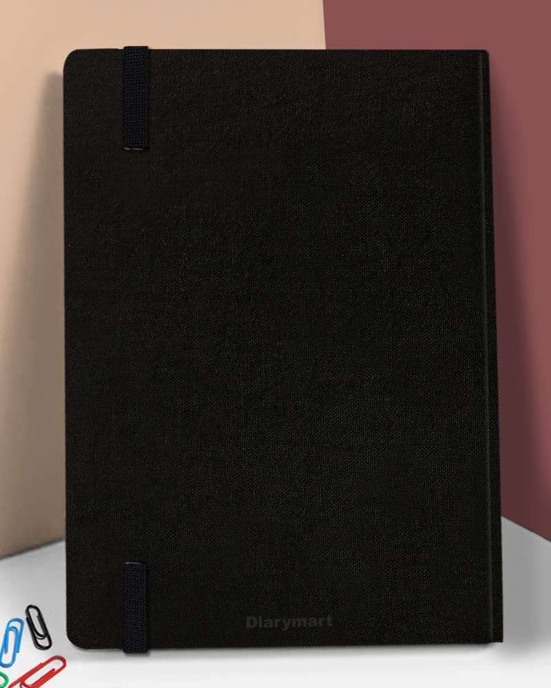 Diarymart Linen Fabric Cover Material Hardbound Executive Diary Notebook with Monthly Planner and Elastic Closure, A5 Size 192 Pages (Solid Black) 6