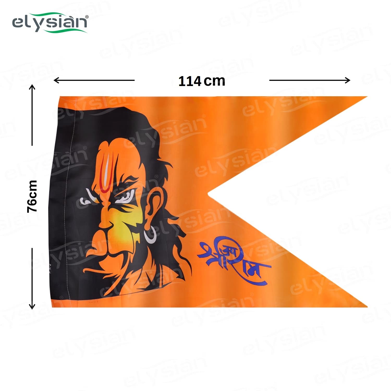 Elysian Hanumanji Printed Flag Bajrangbali Jhanda Hanuman Dhwaja Flag Flage For Hanumanji Size 76 cm x 114 cm / 30 x 45 Inch 1Pc 2