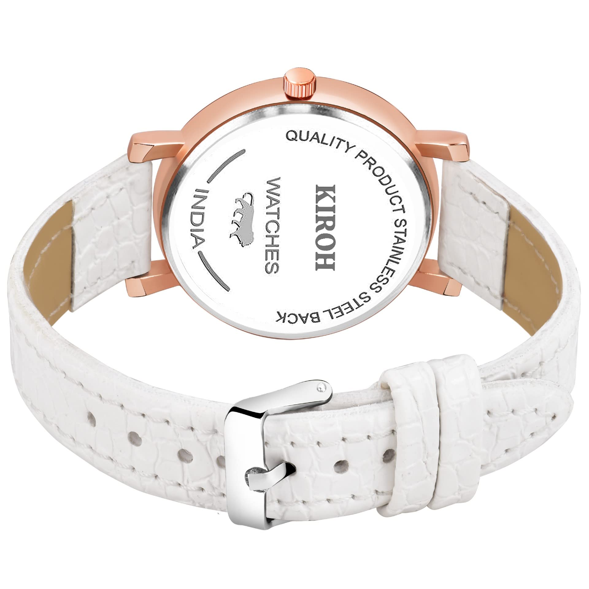 KIROH Analogue Butterfly Dial Unique Designer Leather Belt Women's and Girl's Watch (White) 4