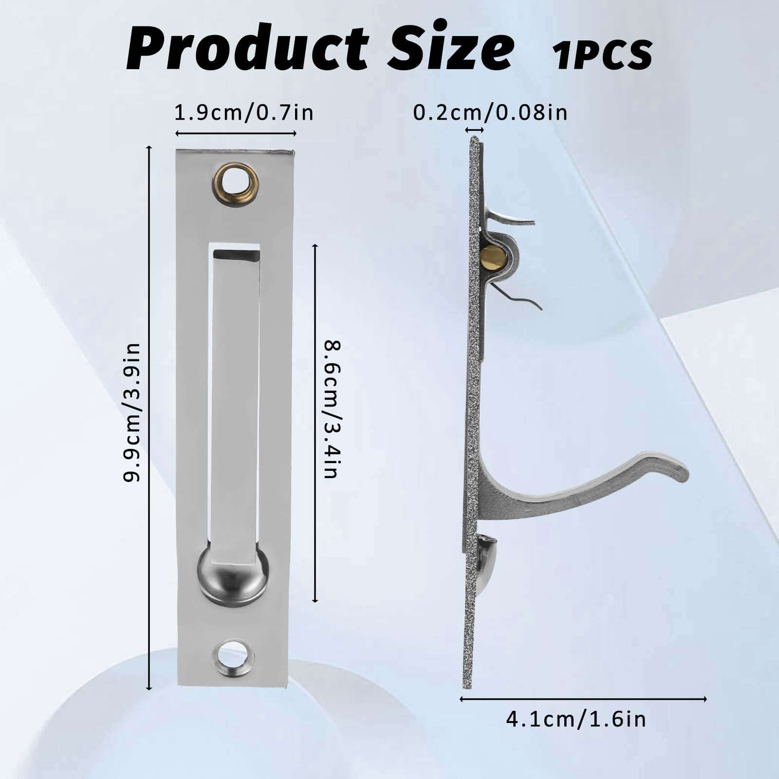 Pocket Door Edge Pull, 1 Set Solid Stainless Steel Pocket Door Latch Lock Handles Flush Mount Pocket Door Hardware with Mounting Screws Hidden Door Accessories for Sliding Door - Silver 5