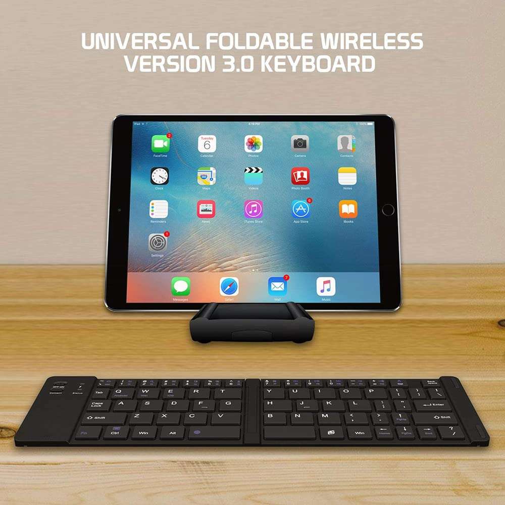 Tek Styz Wireless Bluetooth Keyboard Compatible with Karbonn A30 TA-Fone Plus Phone HolderStand - Ultra Slim Folding Rechargeable FullSize Keyboard! 4