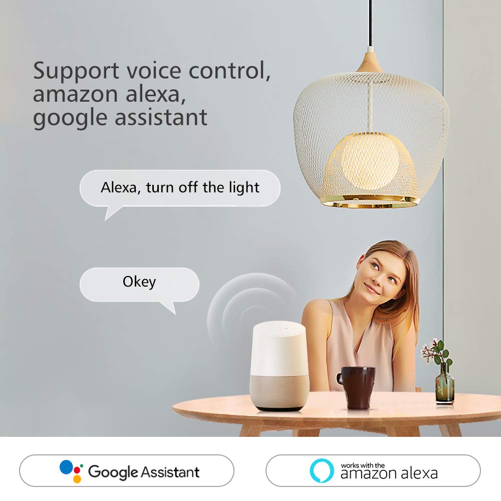 Smart WiFi RF Switch Wireless Relay Module eMylo Remote Control Light Switches 1 Channel 220V Home Automation Outlet Timer 433Mhz Compatible with Alexa/Google Home Assistant Via iPhone Android 6