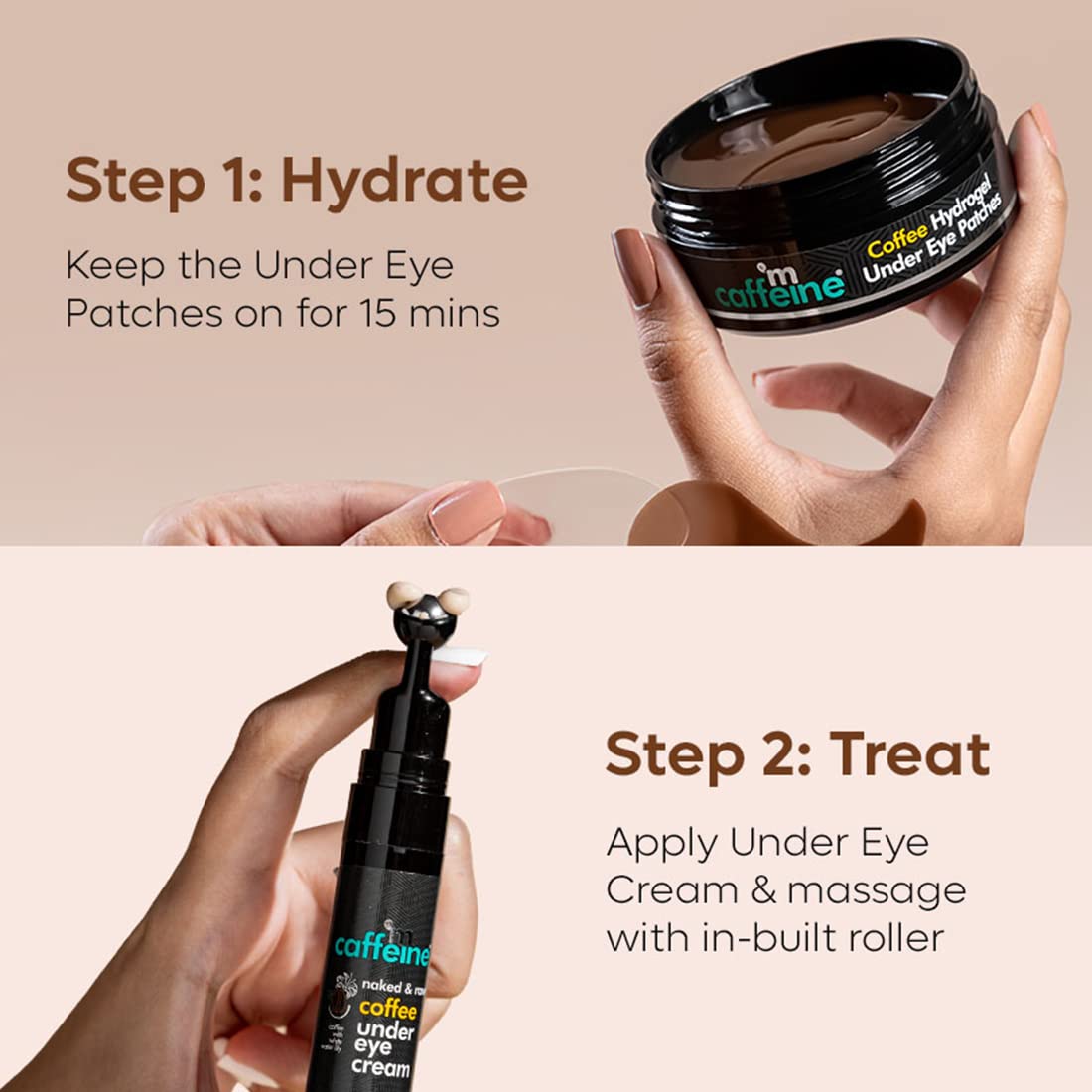 mCaffeine Dark Circle Reduction Combo with Coffee Under Eye Cream & Hydrogel Under Eye Patches | Reduces Puffiness, Fine Lines & Hydrates | For All Skin Types 6