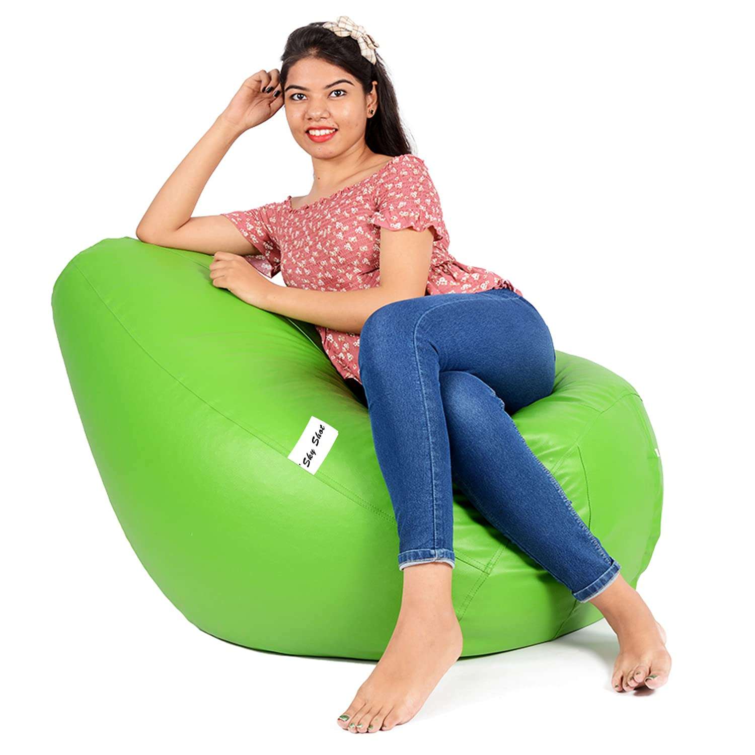 Skyshot Classic Teardrop Shape Bean Bag Cover Without Beans (XXXL, Green) 2