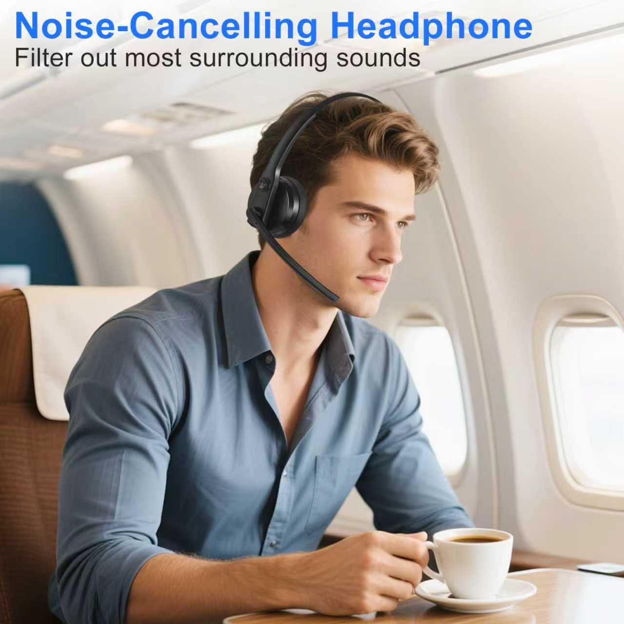 MOERTEK Bluetooth Headphone On Ear, Noise-canceling Headphone, Wireless Headphones with Microphone for Calls, Lightweight Comfortable Headset with Android and iOS Compatible 4